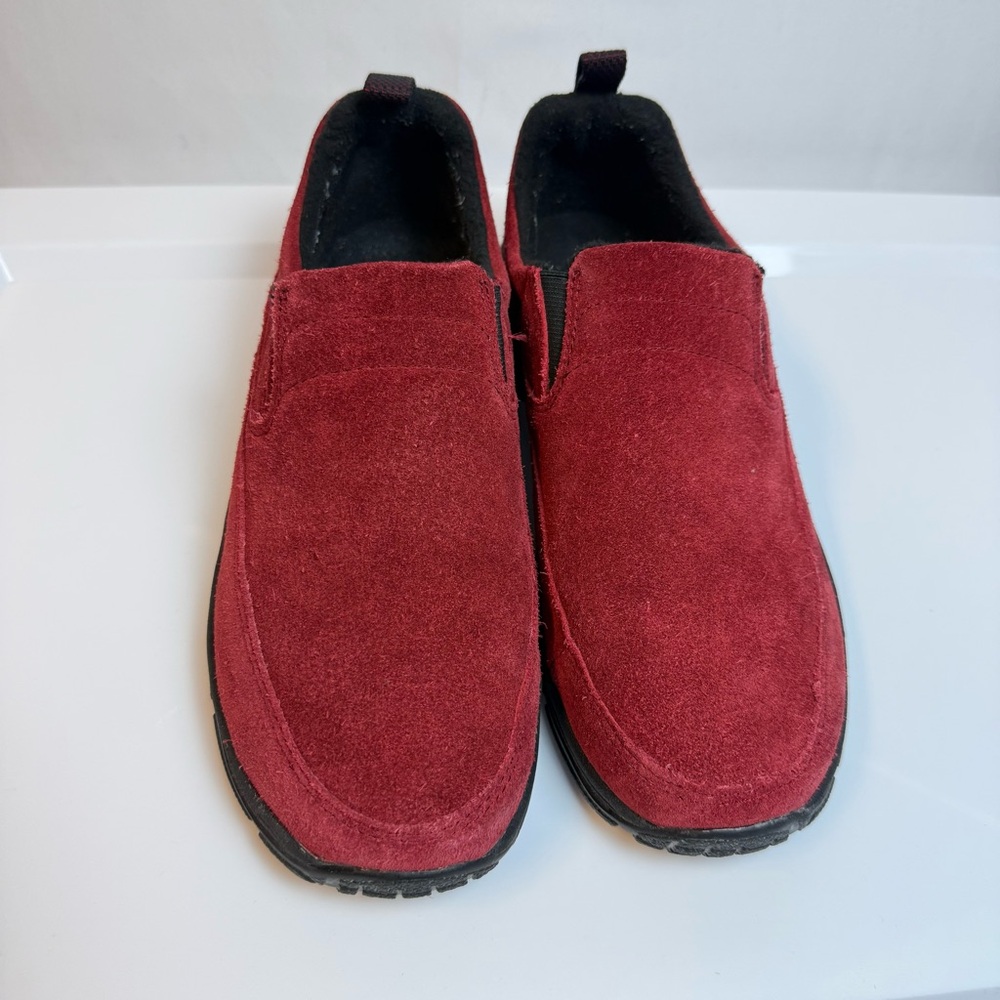 LL Bean Women Red Suede Loafers 7.5 Winter Comfort Shoes Walking Casual Outdoor